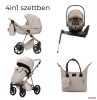 Adamex Quantum Star Premium babakocsi 4in1 szettben (Römer Safe PRO dönthető hordozóval és forgatható bázistalppal) - Vanilla Leather