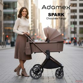   Adamex Spark 4in1 multifunkciós babakocsi (Römer hordozóval,isofix bázistalppal) - Chocolate Fango