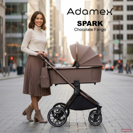 Adamex Spark 4in1 multifunkciós babakocsi (Römer hordozóval,isofix bázistalppal) - Chocolate Fango