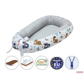 Babafészek - kókusz betéttel #zöld csillag-szürke elefánt