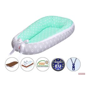   Babafészek - kókusz betéttel #zöld csillag-szürke elefánt