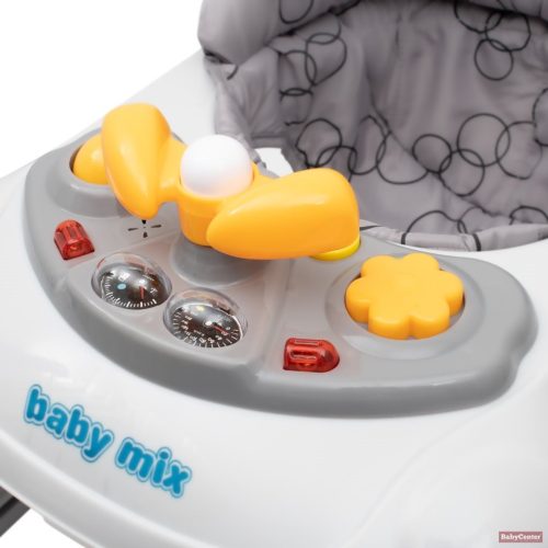 Baby Mix bébikomp kormánykerékkel,szilikon kerekekkel (sötétszürke)