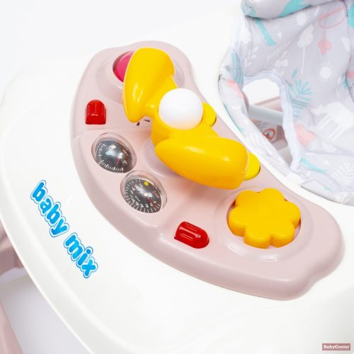 Baby Mix bébikomp kormánykerékkel,szilikon kerekekkel (rózsaszín)