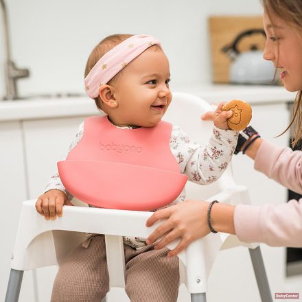 BabyOno előke szilikonos puha állítható - szürke