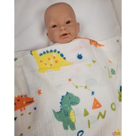 Bunny prémium textilkifogó 140x140cm 100% pamut - dínó