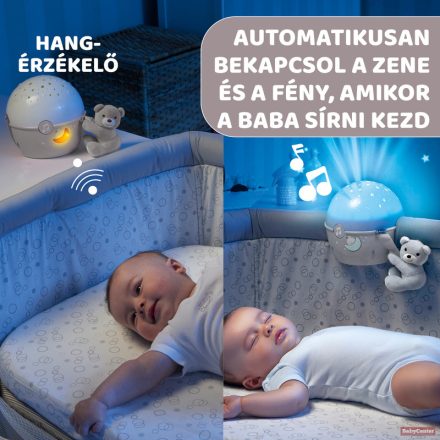 Chicco NEXT TO STARS zenélő projektor plüss macival (éjjelifény) - neutral