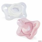 Chicco Physio Soft (MiniSoft) nyugtató szilikoncumi - rózsa/transzparens 0-2 hó