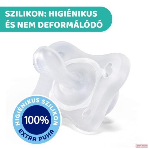 Chicco Physio Soft (MiniSoft) nyugtató szilikoncumi - rózsa/transzparens 0-2 hó