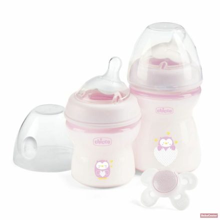 Chicco Natural Feeling cumisüveg ajándékszett 3 részes - rózsaszín