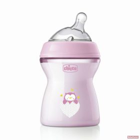   Chicco NaturalFeeling 250 ml cumisüveg 2hó+ közepes folyású /rózsa/