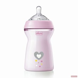   Chicco NaturalFeeling 330 ml cumisüveg 6hó+ gyors folyású /rózsa/