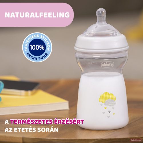 Chicco NaturalFeeling 330 ml cumisüveg 6hó+ gyors folyású /kék/