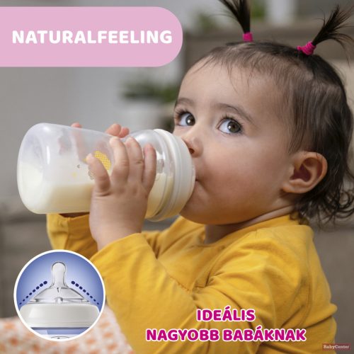 Chicco NaturalFeeling 330 ml cumisüveg 6hó+ gyors folyású /kék/