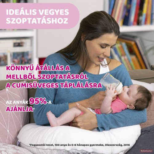 Chicco NaturalFeeling 330 ml cumisüveg 6hó+ gyors folyású /kék/