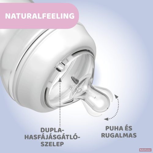 Chicco NaturalFeeling 330 ml cumisüveg 6hó+ gyors folyású /kék/