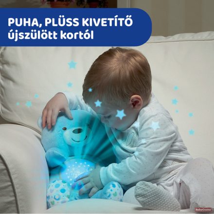 Chicco Baby Bear plüss maci zenélő projektor (éjjelifény) - kék