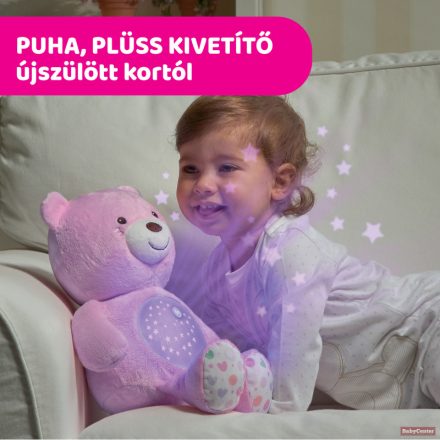 Chicco Baby Bear plüss maci zenélő projektor (éjjelifény) - rózsaszín