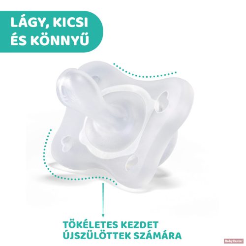 Chicco Physio Soft (MiniSoft) nyugtató szilikoncumi - kék/transzparens 0-2 hó
