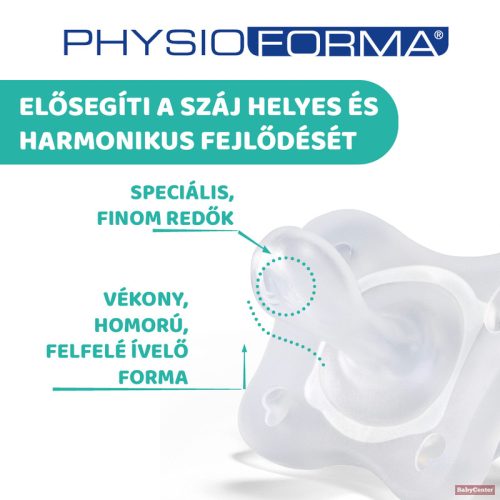 Chicco Physio Soft (MiniSoft) nyugtató szilikoncumi - kék/transzparens 0-2 hó