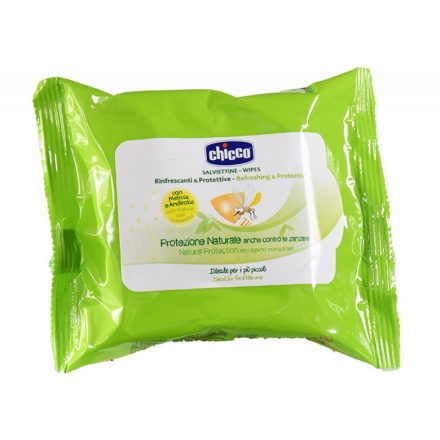 Chicco szúnyogvédelem frissítő és védő törlőkendő szúnyogűző illattal /20db/