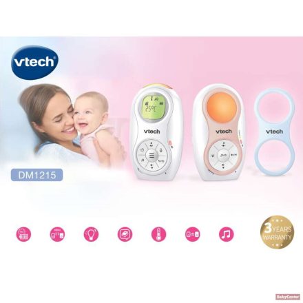 Vtech bébiőr audio dupla akkumulátorral, éjjeli fénnyel, altatódallal 