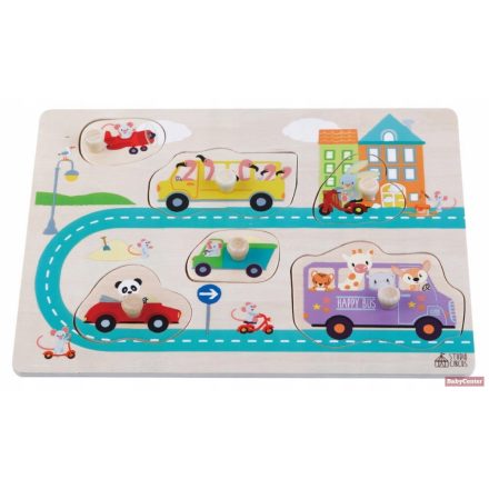 Sun Baby Studio Circus készségfejlesztő fajáték - puzzle autós #2