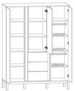 Faktum LOOP White&Oak 3 osztású szekrény