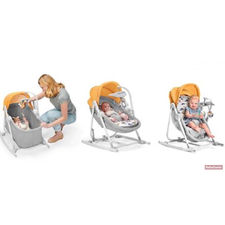 Kinderkraft Nola 5in1 bölcső-babaágy-hinta-pihenőszék-szék - szürke