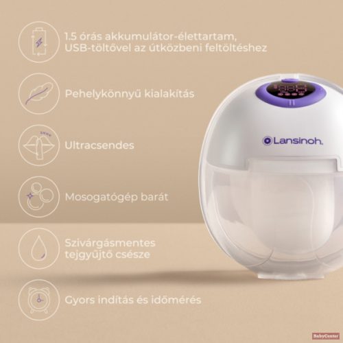 Lansinoh hordható elektromos mellszívó 4 fázisú – dupla