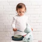 Nattou prémium étkészlet (2db tányér,kanál,előke) szilikon 4 részes - zöld