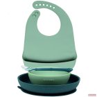 Nattou prémium étkészlet (2db tányér,kanál,előke) szilikon 4 részes - zöld