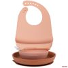 Nattou prémium étkészlet (2db tányér,kanál,előke) szilikon 4 részes - pink