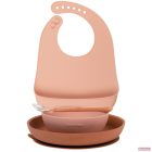 Nattou prémium étkészlet (2db tányér,kanál,előke) szilikon 4 részes - pink