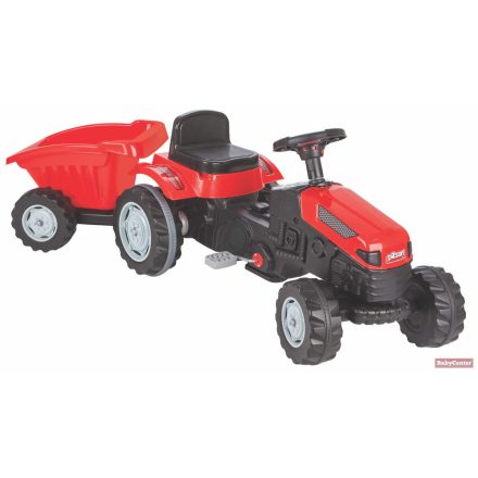 Pilsan traktor pedálos trélerrel - piros