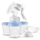 Avent kézi mellszívó Via pohárral +AJÁNDÉK 5db 180ml tejtároló edény,tetővel
