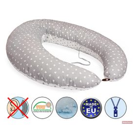   Scamp baba-mama párna gombos végű-extra hosszú (szivacsos töltet) #szürke szivecske