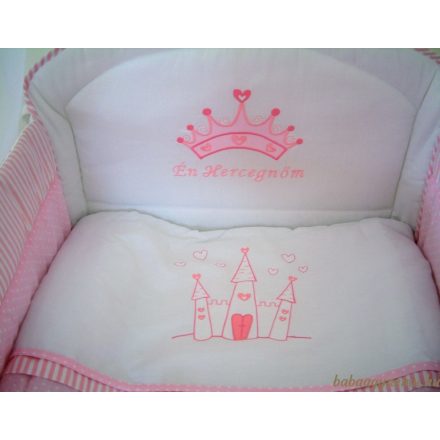 Tündér ágynemű 4 részes - Én hercegnőm rózsaszín hímzett