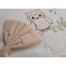   Tündér ágynemű 4 részes - Lulu bagoly bézs pöttyös hímzett