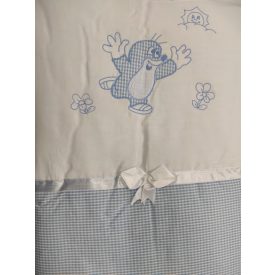   Tündér ágynemű 4 részes - vakond kék aprókockás hímzett