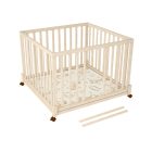 Timba fa járóka összecsukható 100x100cm /emelhető,görgős,borostyán/