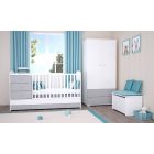 Timba Erik 70x140 - as heverővé alakítható Zárt végű Gyermekágy Ágyneműtartós - Ezüst,fehér