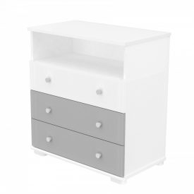   Timba Erik 80cm-es pelenkázószekrény,Pelenkázó toldalékkal - Ezüst,fehér