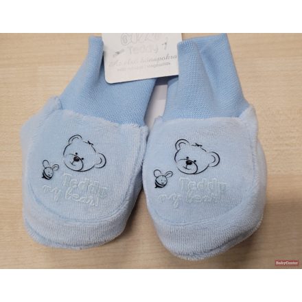 Teddy pamut baba cipőcske /56-62/ - kék maci