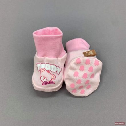 Teddy pamut baba cipőcske /56-62/ - rózsa macika
