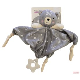   Tulilo plüss csörgős szundikendő rágókával szürke maci- 25 cm