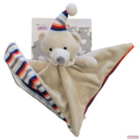 Tulilo plüss csörgős szundikendő színes maci - 25 cm