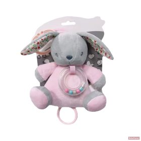 Tulilo plüss zenélő,csörgő nyuszika rózsa - 18cm