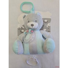 Tulilo plüss zenélő,csörgő kék csíkos maci - 18cm