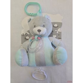 Tulilo plüss zenélő,csörgő kék csíkos maci - 18cm