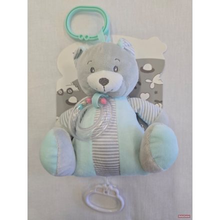 Tulilo plüss zenélő,csörgő kék csíkos maci - 18cm